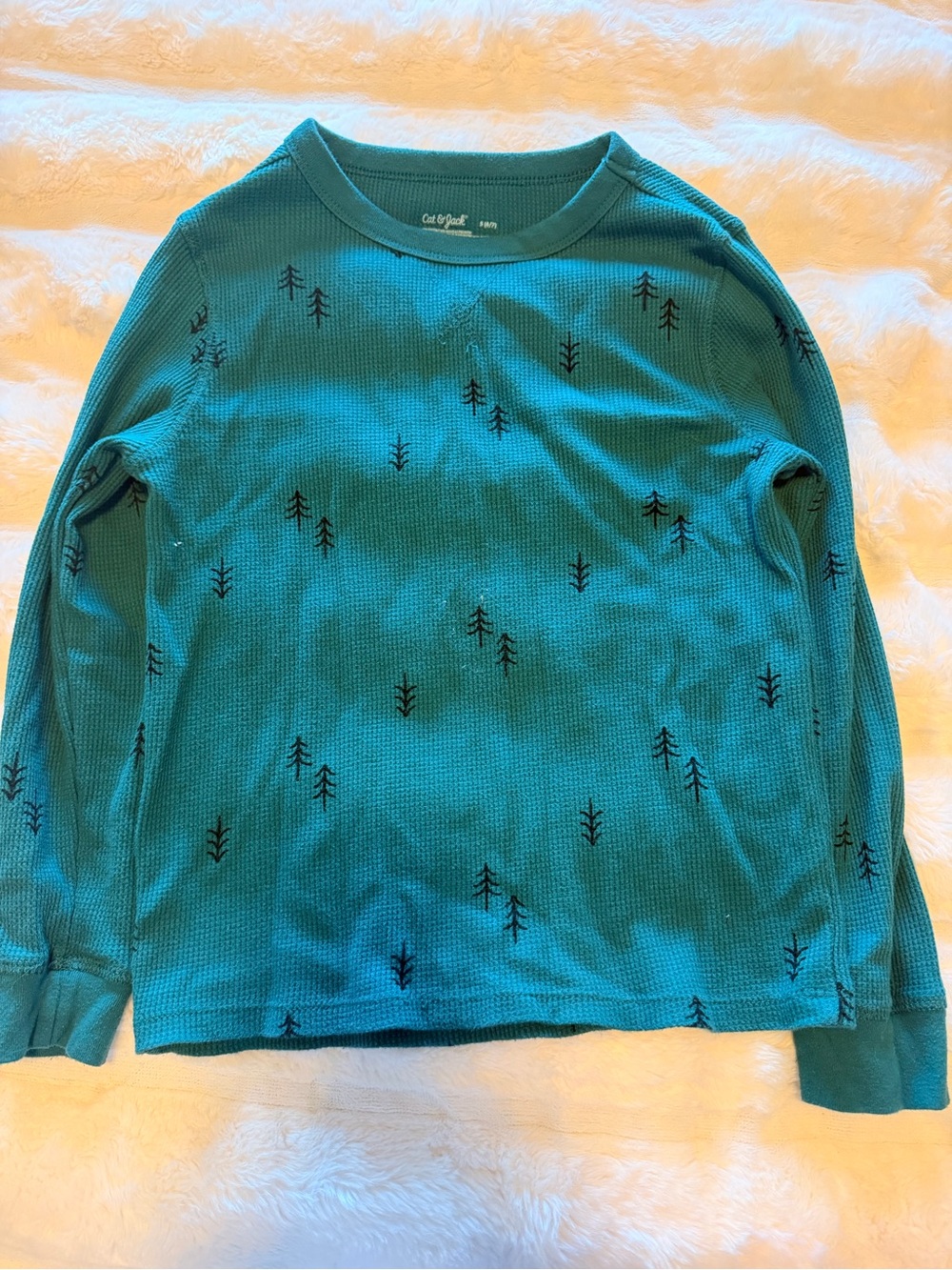 Cat & Jack Teal Long Sleeve Tee with Black Tree Motif